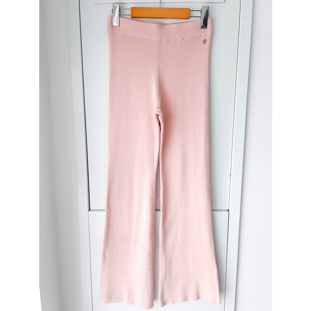 Guess light pink knit silk blend flared pants